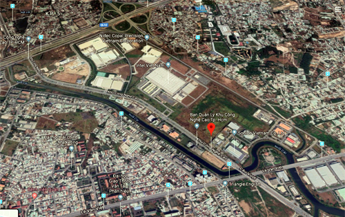 Khu công nghệ cao TP HCM có tổng diện tích hơn 900 ha nằm ở cửa ngõ Đông Bắc của thành phố. Ảnh: Google maps