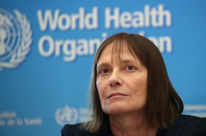 Tiến sĩ Marie-Paule Kieny trong cuộc họp báo của WHO vào ngày 12/2. Ảnh: Reuters
