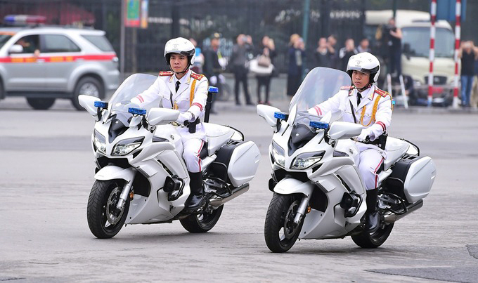 Xe làm nhiệm vụ Cảnh vệ, dẫn đường bảo vệ đoàn xe Hội nghị thượng đỉnh Mỹ - Triều tại Hà Nội đầu năm 2019. Ảnh: Giang Huy